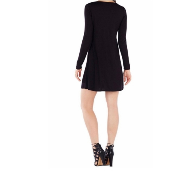 BCBGMaxazria "Farlow" Tulle-Inset Dress - Black - Picture 4 of 10